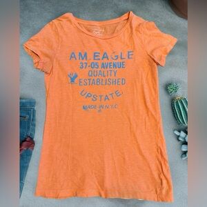 American Eagle Outfitters Orange Graphic Tee